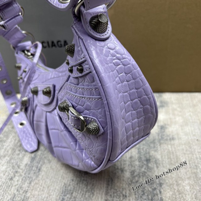 Balenciaga專櫃爆款Le Cagole半月牙腋下包餃子包 巴黎世家經典小號爆裂黑鱷金機車包 fyj1089